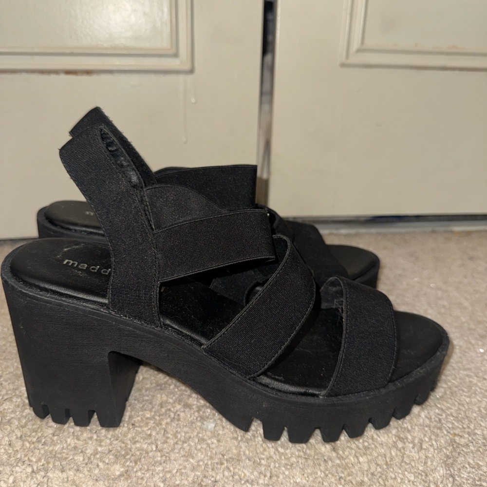 Madden Girl Black Platform Sandals with Chunky Heel